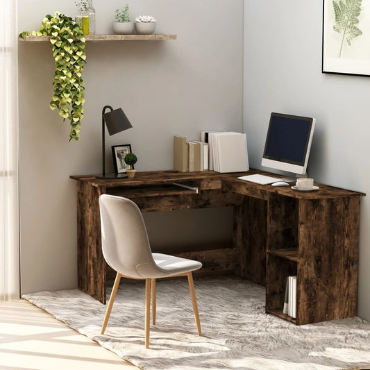 Corner Desk Smoked Oak 120x140x75 cm Engineered Wood