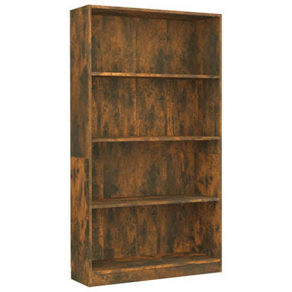 4-Tier Book Cabinet Smoked Oak 80x24x142 cm Engineered Wood