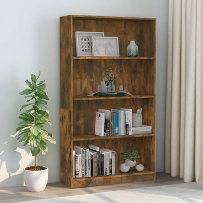 4-Tier Book Cabinet Smoked Oak 80x24x142 cm Engineered Wood