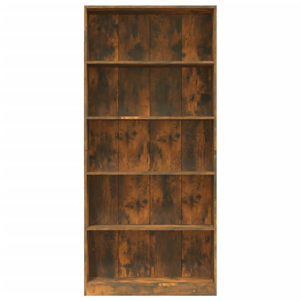 5-Tier Book Cabinet Smoked Oak 80x24x175 cm Engineered Wood