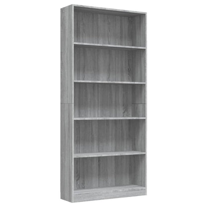 5-Tier Book Cabinet Grey Sonoma 80x24x175 cm Engineered Wood