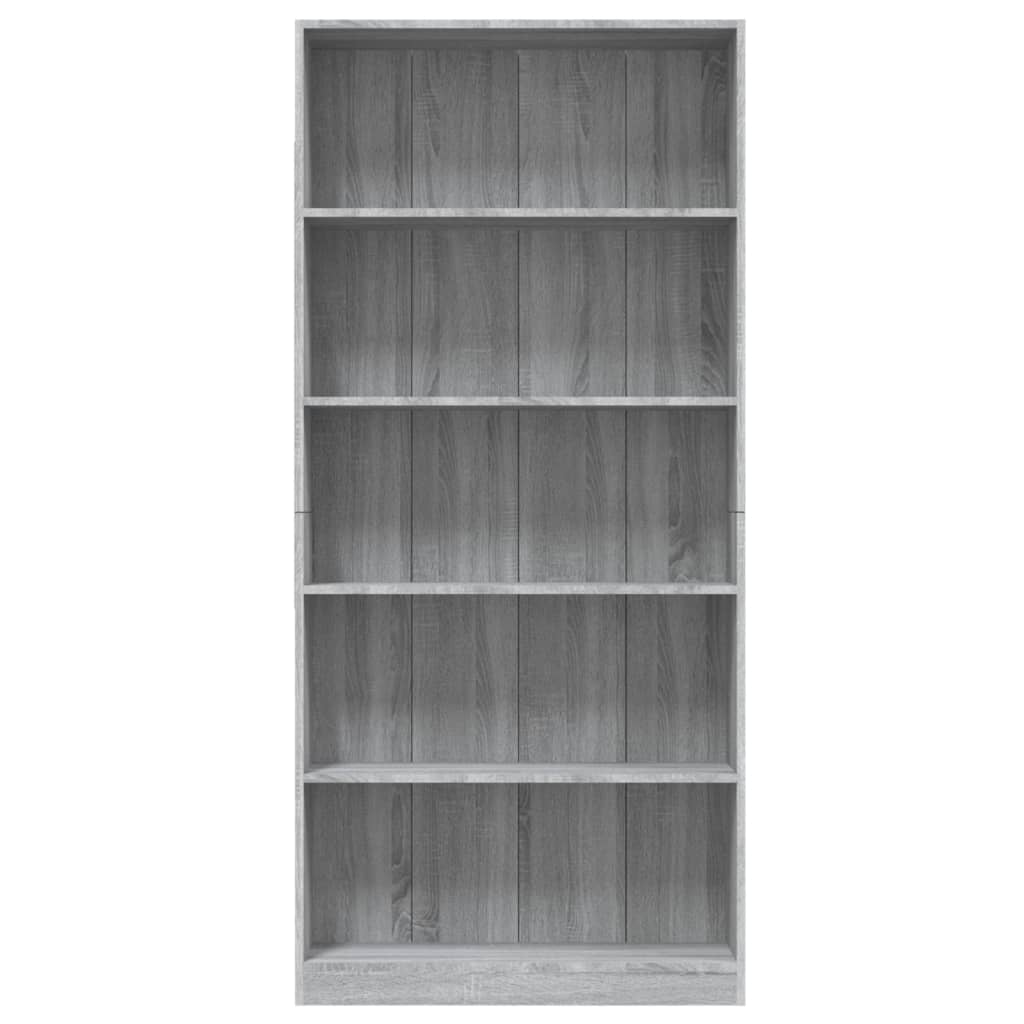 5-Tier Book Cabinet Grey Sonoma 80x24x175 cm Engineered Wood