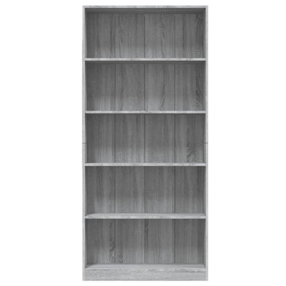 5-Tier Book Cabinet Grey Sonoma 80x24x175 cm Engineered Wood