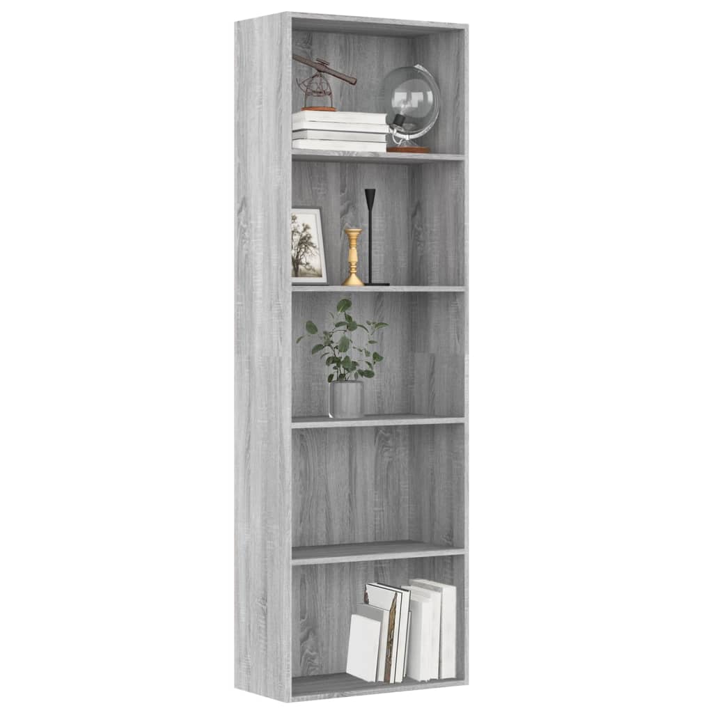 5-Tier Book Cabinet Grey Sonoma 60x30x189 cm Engineered Wood