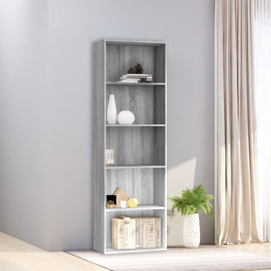 5-Tier Book Cabinet Grey Sonoma 60x30x189 cm Engineered Wood