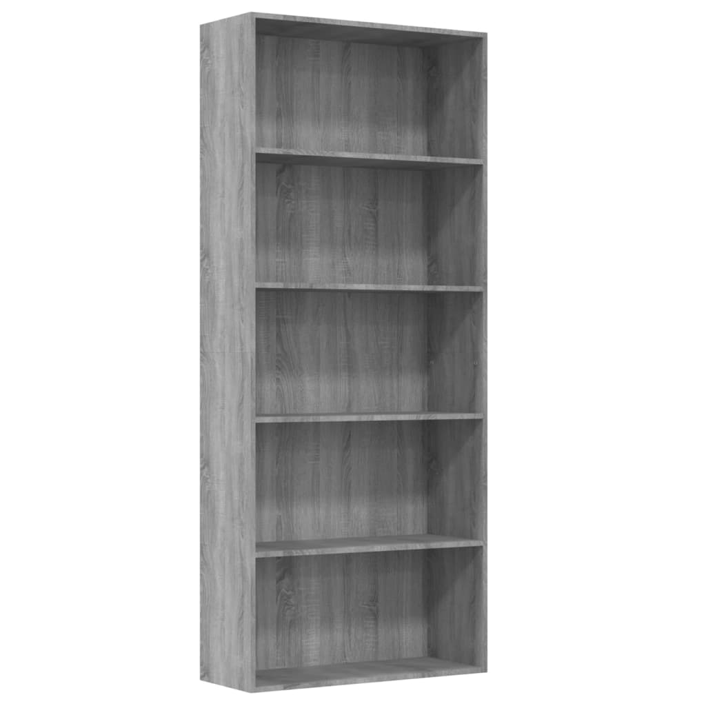 5-Tier Book Cabinet Grey Sonoma 80x30x189 cm Engineered Wood