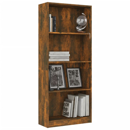 4-Tier Book Cabinet Smoked Oak 60x24x142 cm Engineered Wood