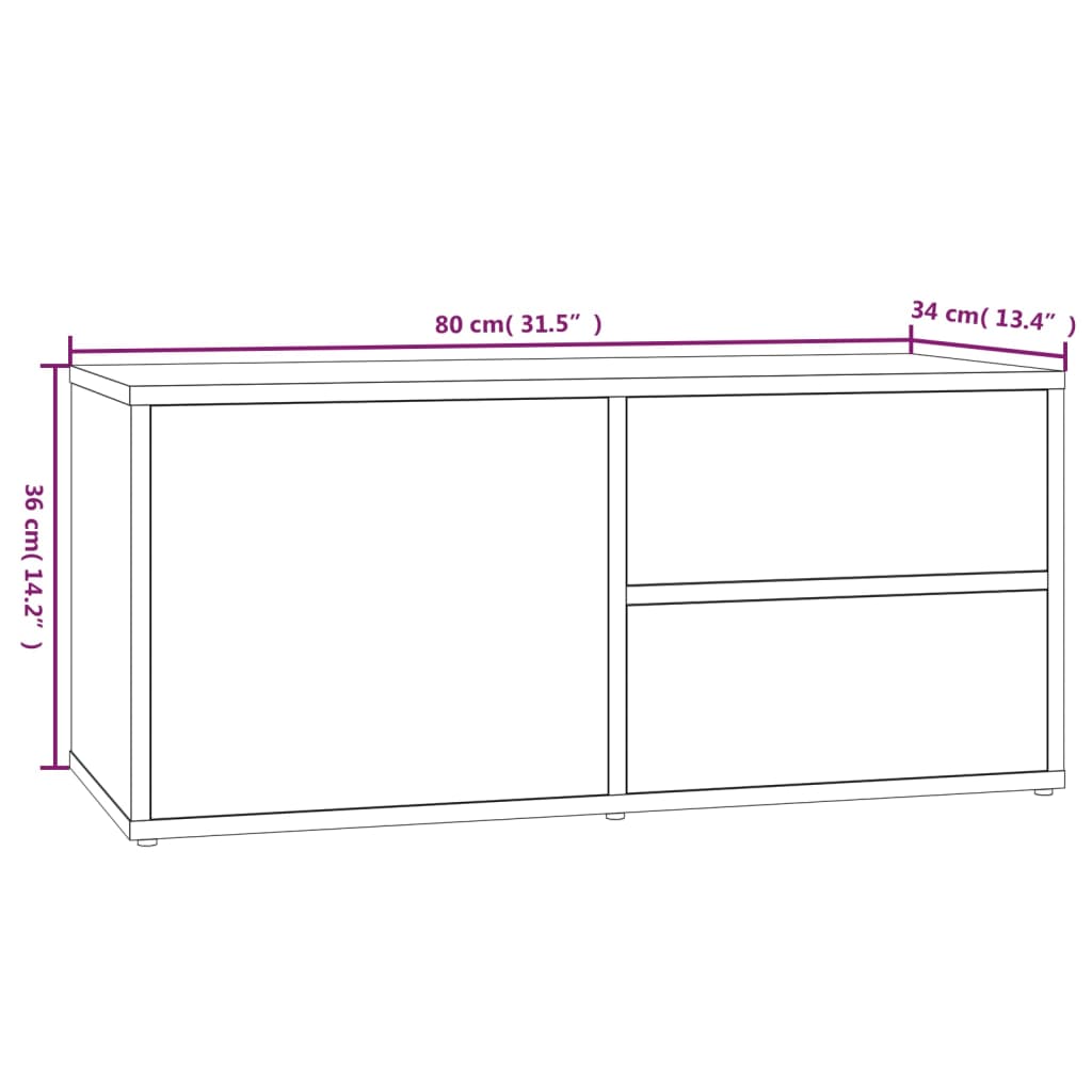 TV Cabinet Smoked Oak 80x34x36 cm Engineered Wood