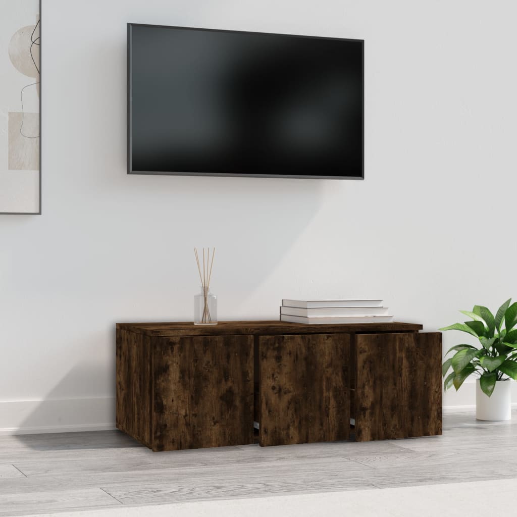 TV Cabinet Smoked Oak 80x34x30 cm Engineered Wood