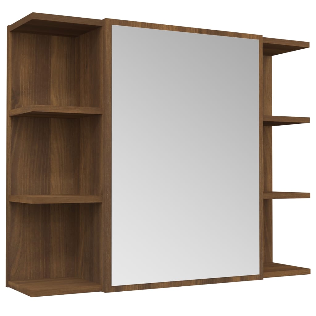 Bathroom Mirror Cabinet Brown Oak 80x20.5x64 cm Engineered Wood