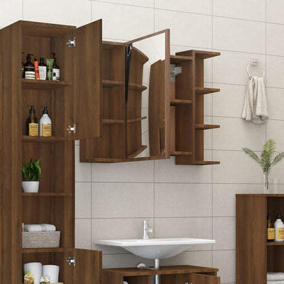 Bathroom Mirror Cabinet Brown Oak 80x20.5x64 cm Engineered Wood