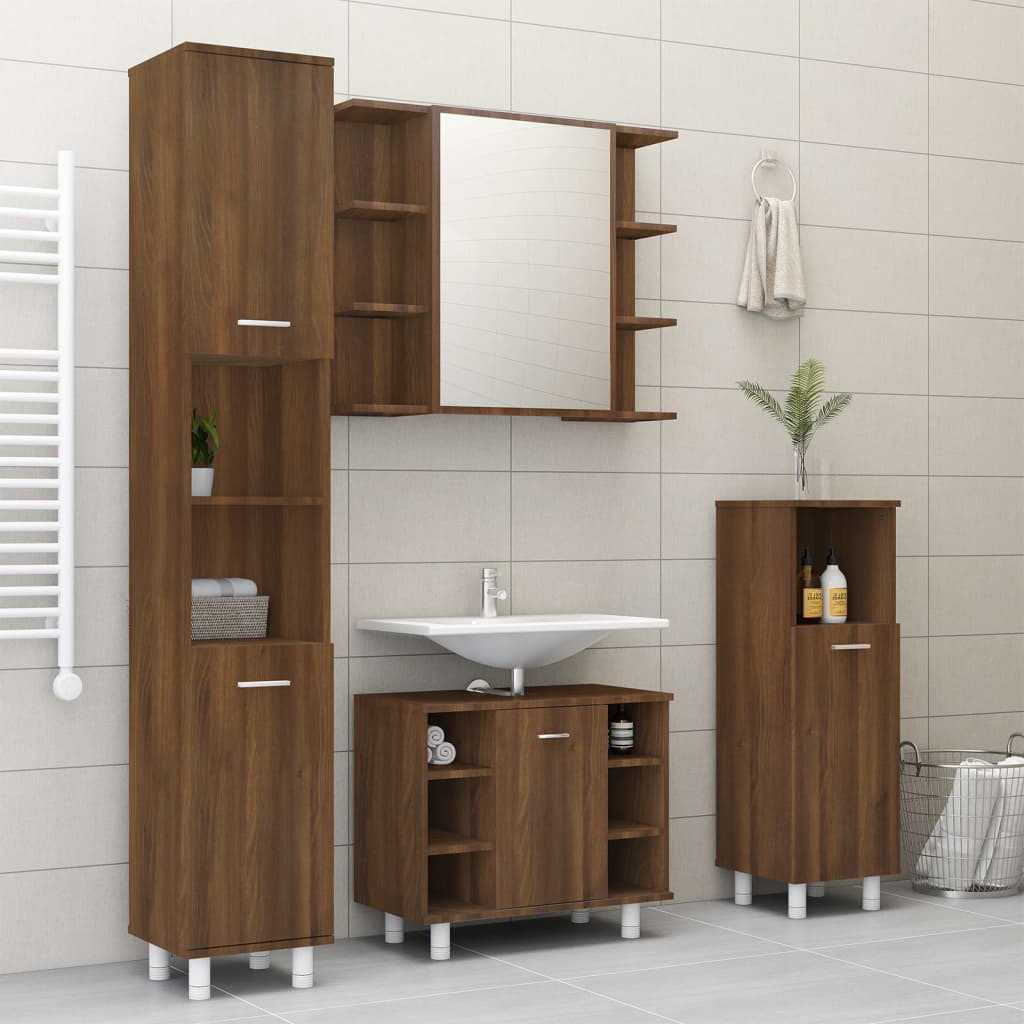 Bathroom Mirror Cabinet Brown Oak 80x20.5x64 cm Engineered Wood