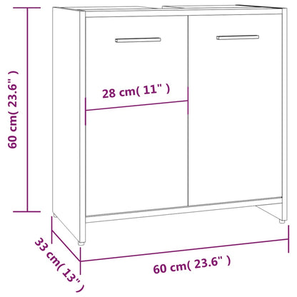 Bathroom Cabinet Brown Oak 60x33x60 cm Engineered Wood