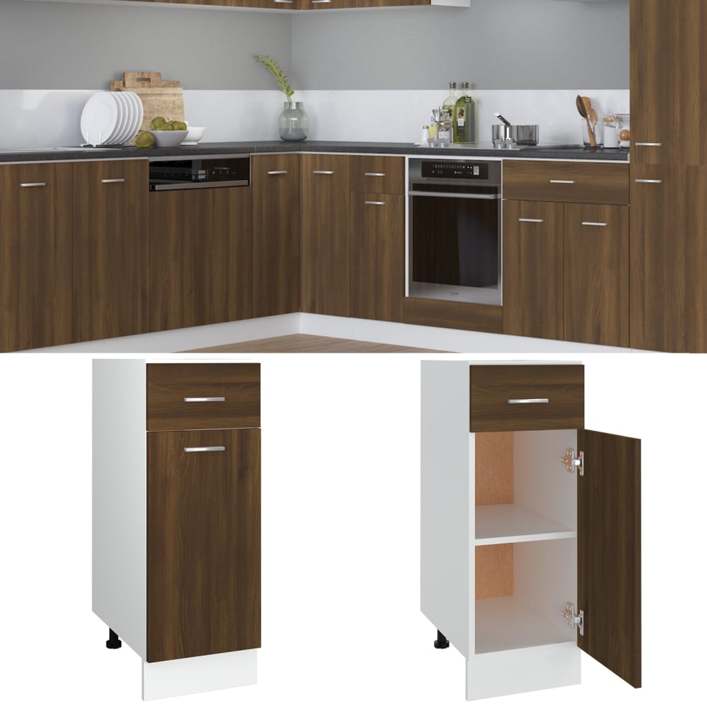 Drawer Bottom Cabinet Brown Oak 30x46x81.5 cm Engineered Wood