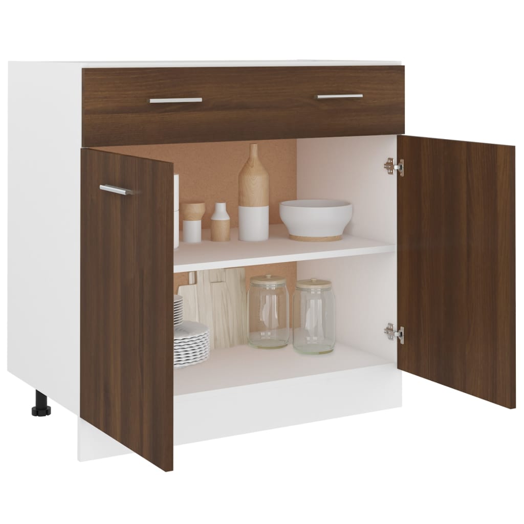 Drawer Bottom Cabinet Brown Oak 80x46x81.5 cm Engineered Wood