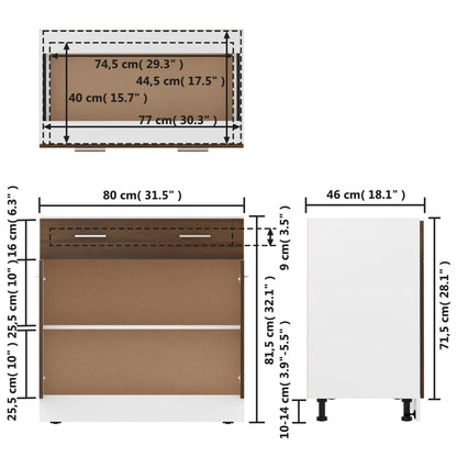 Drawer Bottom Cabinet Brown Oak 80x46x81.5 cm Engineered Wood