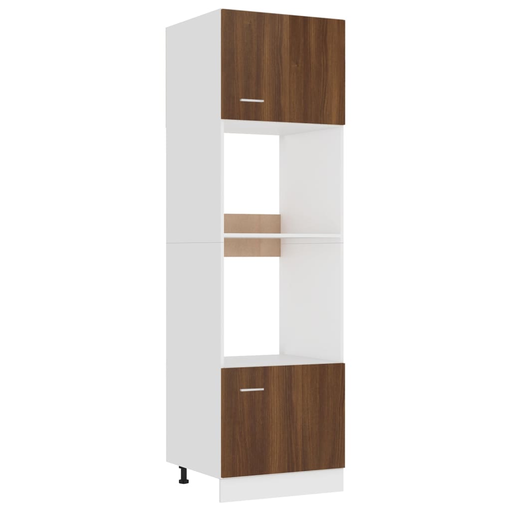 Microwave Cabinet Brown Oak 60x57x207 cm Engineered Wood