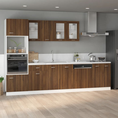 Microwave Cabinet Brown Oak 60x57x207 cm Engineered Wood