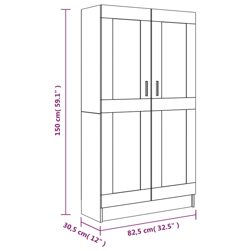 Book Cabinet Smoked Oak 82.5x30.5x150 cm Engineered Wood