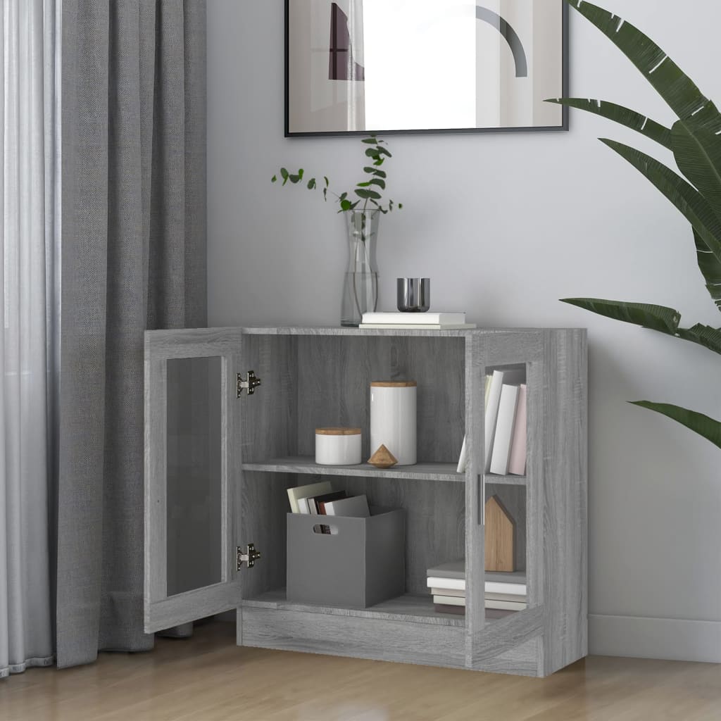 Vitrine Cabinet Grey Sonoma 82.5x30.5x80 cm Engineered Wood