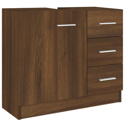 Sink Cabinet Brown Oak 63x30x54 cm Engineered Wood