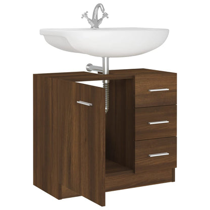 Sink Cabinet Brown Oak 63x30x54 cm Engineered Wood