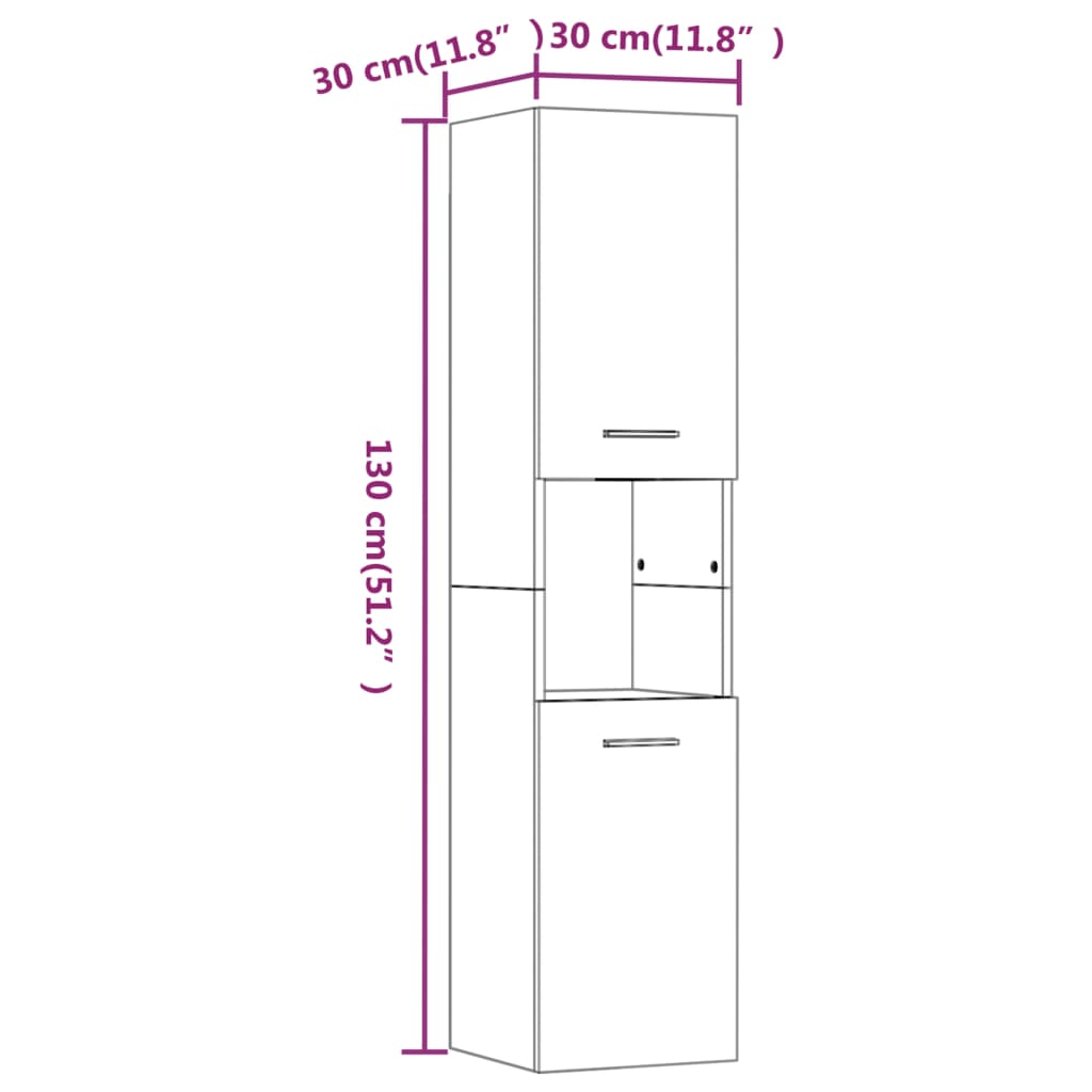 Bathroom Cabinet Smoked Oak 30x30x130 cm Engineered Wood