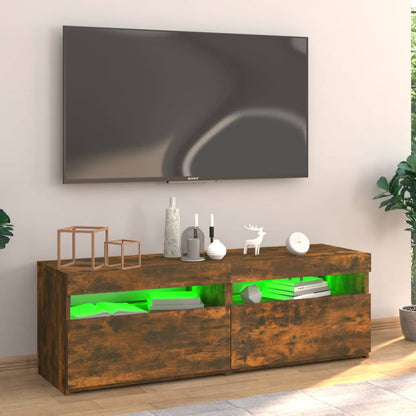 TV Cabinet with LED Lights Smoked Oak 120x35x40 cm