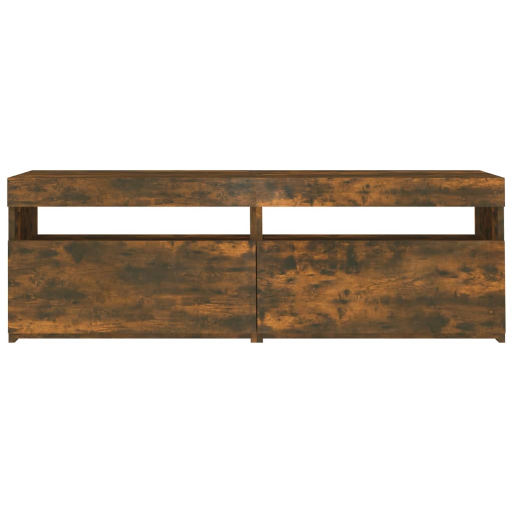 TV Cabinet with LED Lights Smoked Oak 120x35x40 cm