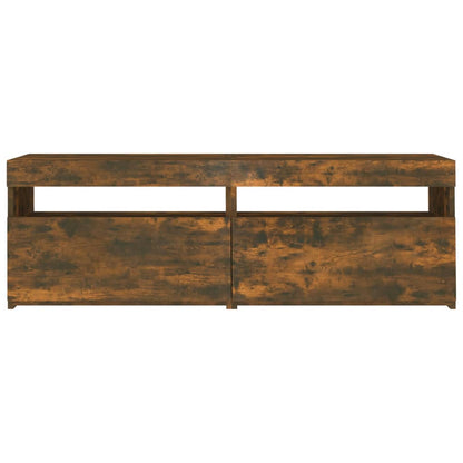 TV Cabinet with LED Lights Smoked Oak 120x35x40 cm