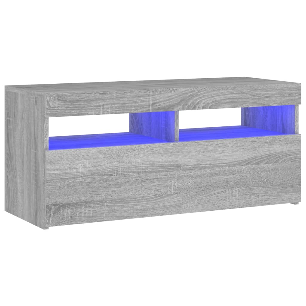 TV Cabinet with LED Lights Grey Sonoma 90x35x40 cm