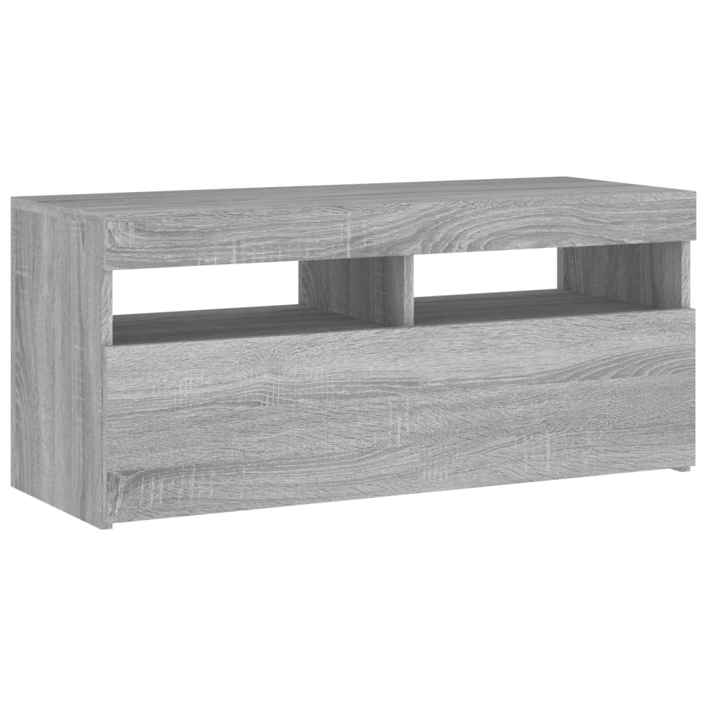 TV Cabinet with LED Lights Grey Sonoma 90x35x40 cm