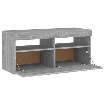 TV Cabinet with LED Lights Grey Sonoma 90x35x40 cm