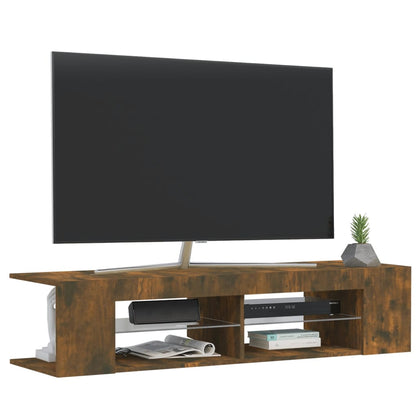 TV Cabinet with LED Lights Smoked Oak 135x39x30 cm