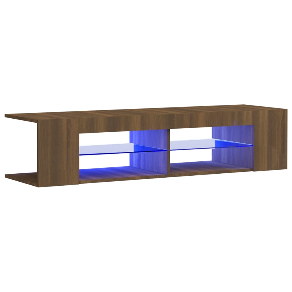 TV Cabinet with LED Lights Brown Oak 135x39x30 cm