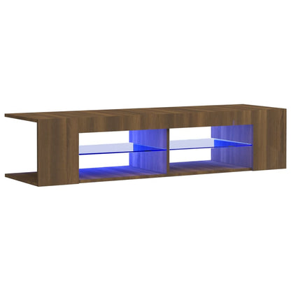 TV Cabinet with LED Lights Brown Oak 135x39x30 cm