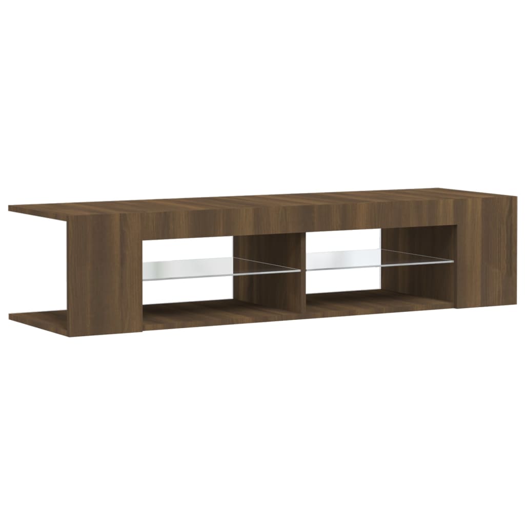 TV Cabinet with LED Lights Brown Oak 135x39x30 cm