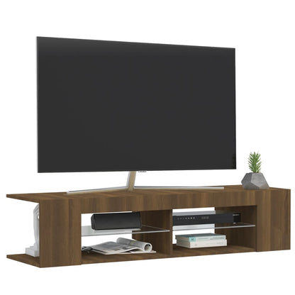 TV Cabinet with LED Lights Brown Oak 135x39x30 cm