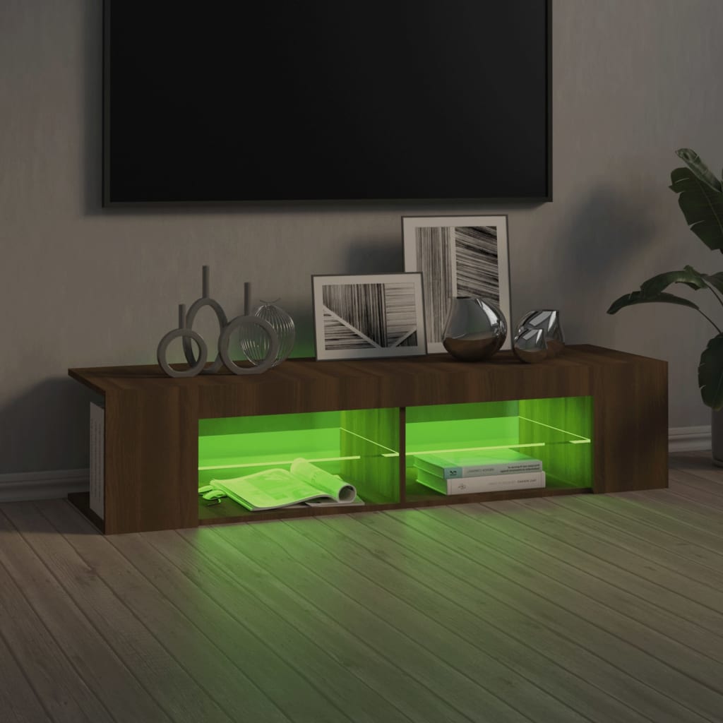 TV Cabinet with LED Lights Brown Oak 135x39x30 cm