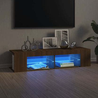 TV Cabinet with LED Lights Brown Oak 135x39x30 cm