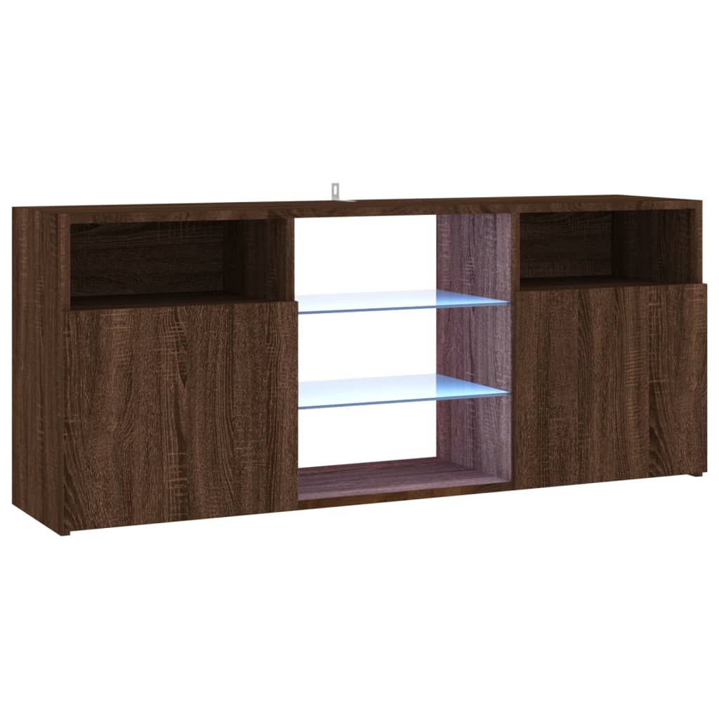 TV Cabinet with LED Lights Brown Oak 120x30x50 cm