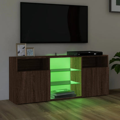 TV Cabinet with LED Lights Brown Oak 120x30x50 cm