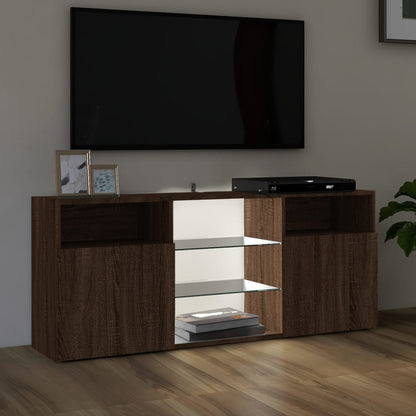 TV Cabinet with LED Lights Brown Oak 120x30x50 cm