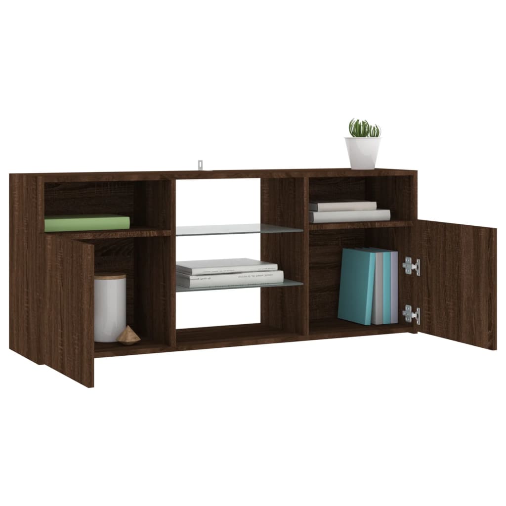 TV Cabinet with LED Lights Brown Oak 120x30x50 cm