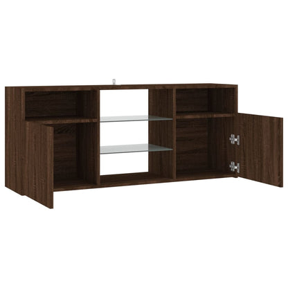 TV Cabinet with LED Lights Brown Oak 120x30x50 cm