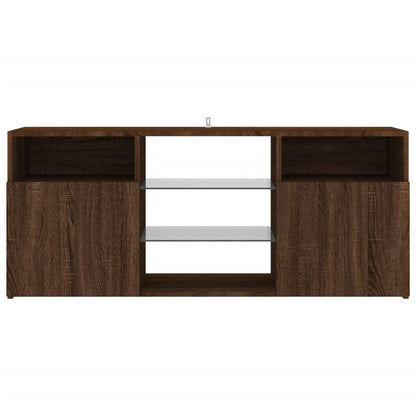 TV Cabinet with LED Lights Brown Oak 120x30x50 cm