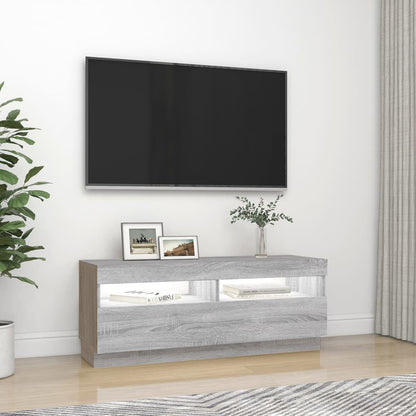 TV Cabinet with LED Lights Grey Sonoma 100x35x40 cm