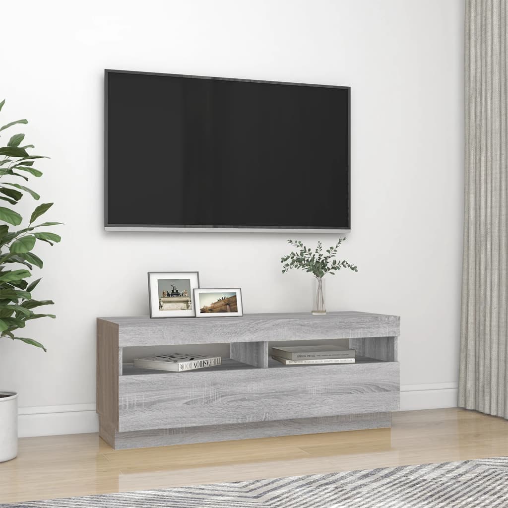 TV Cabinet with LED Lights Grey Sonoma 100x35x40 cm