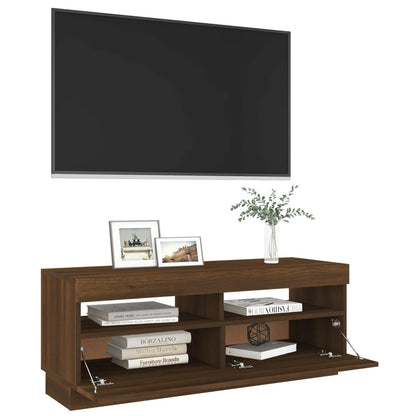 TV Cabinet with LED Lights Brown Oak 100x35x40 cm