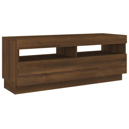 TV Cabinet with LED Lights Brown Oak 100x35x40 cm